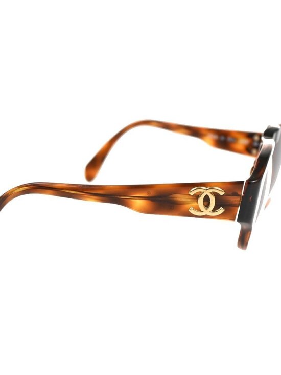 CHANEL CC Logo Sunglasses Eye Wear Plastic Brown GHW Italy 0006 09RL981 main image 4